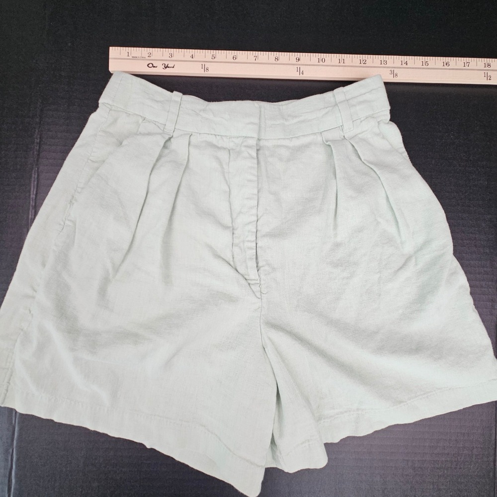Abercrombie & Fitch Mint Green Linen Blend Pleated Shorts Women Size S High Rise - Picture 4 of 10